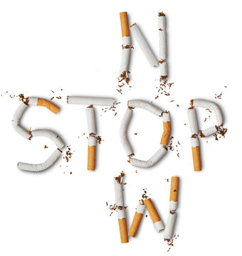 Text stop now made from broken cigarettes