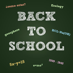 Back to school typography on a green board