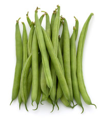 Green beans handful isolated on white background cutout