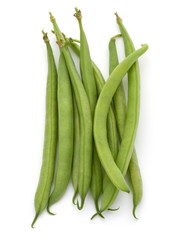 Green beans handful isolated on white background cutout