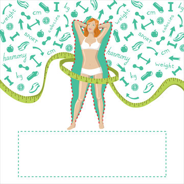 emaciated girl with silhouette of fatl figure