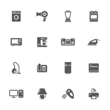 Home appliances icons set.