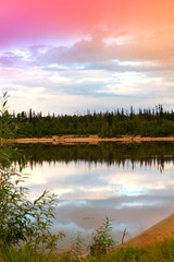 autumn evening by the lake