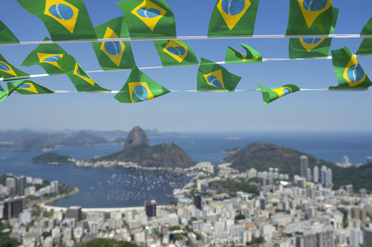 Brazilian Flags Rio de Janeiro Brazil Skyline