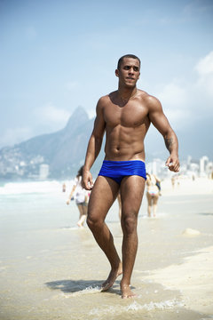 Athletic Young Brazilian Man Ipanema Beach Rio