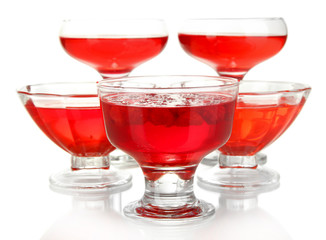 Jelly with fresh berries isolated on white
