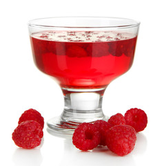 Jelly with fresh berries isolated on white