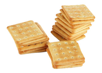 Delicious crackers isolated on white
