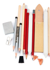 Professional art materials, isolated on white