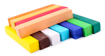 Colorful chalk pastels isolated on white