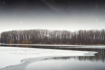 landscape at night. Elements of this image furnished by NASA