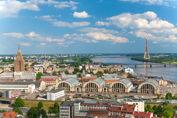 Fototapeta na wymiar Panoramic view on the center of Riga