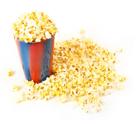 Popcorn isolated on white