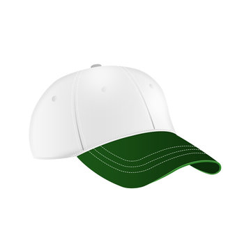 White and green baseball cap template