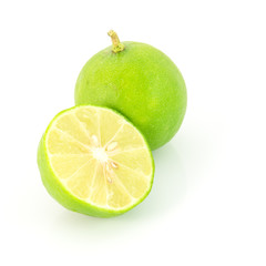 Fresh lime and slice, Isolated on white background