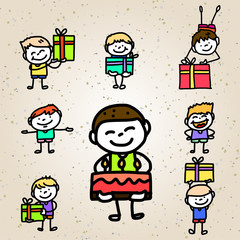 hand drawing cartoon birthday
