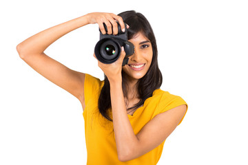 young indian woman taking pictures