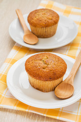 Banana cup cake on plate