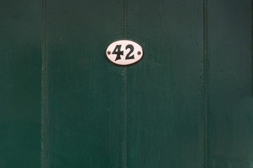 Close up of Door number 42 for use as a background