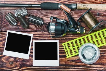 fishing tackle and photoframe