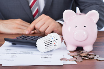 Businessman Calculating Energy Invoice