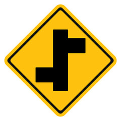 Obraz premium Warning traffic sign, Staggered Junction