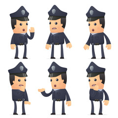 set of policeman character in different poses