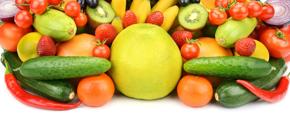 vegetables and fruits isolated on white background