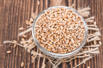 Wheat Grains on wooden table