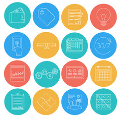 Flat lines icons of business and finance. Electronic commerce, S