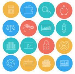 Flat lines icons of business and finance. Electronic commerce, S