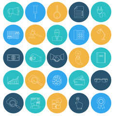 Flat lines icons SEO and internet. Electronic commerce, marketin