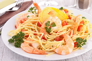 spaghetti and shrimp