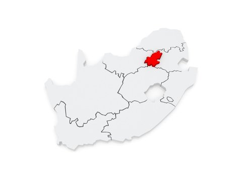 Map of Gauteng (Johannesburg). South Africa.