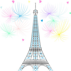 Fototapeta na wymiar Vector Eiffel tower in Paris
