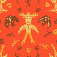 vector man-moose seamless pattern red