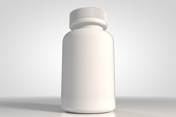 White bottle for medecine 3d and supplement