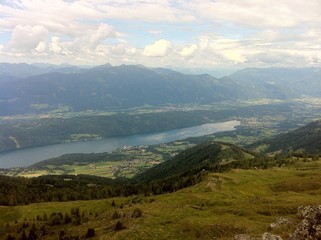 Naklejka premium View From Alp Millstatt To Lake Millstatt and Mt. Goldeck