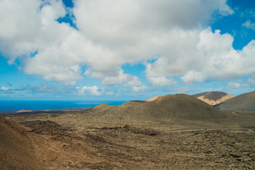Fototapeta na wymiar mountain view at Lanzarote natural park Timanfaya