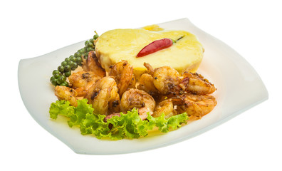 Garlic shrimps with potato
