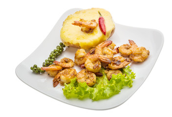 Garlic shrimps with potato