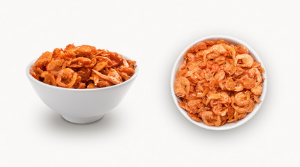 dry shrimps isolated on white background