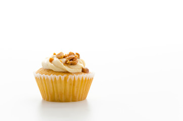 Nuts cupcake isolated on white background