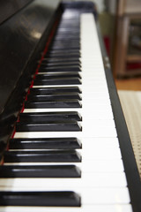 Closeup of a classical piano