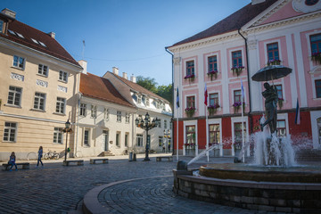 Fototapeta premium Old beautiful townhall in Tartu, Estonia