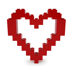 Obraz premium Red valentine heart made of Blocks