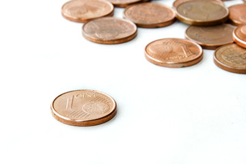 One cent euro coins