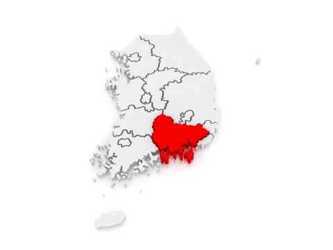 Map of Gyeongsang. South Korea.