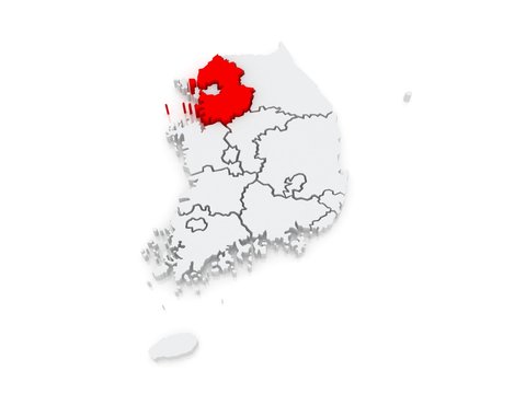 Map of Gyeonggi. South Korea.