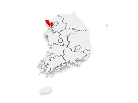 Map of Incheon. South Korea.